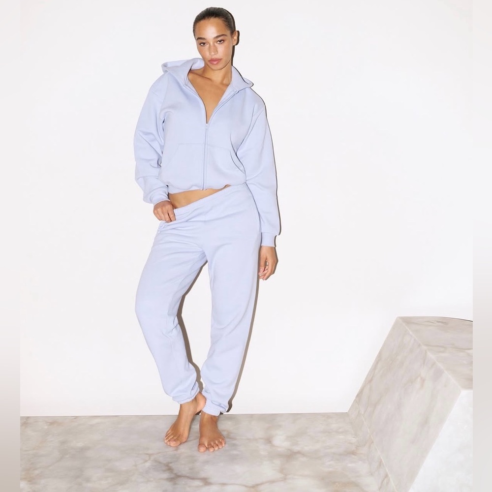 SKIMS cotton fleece matching sweat set periwinkle Hoodie and Jogger Sweatshirt